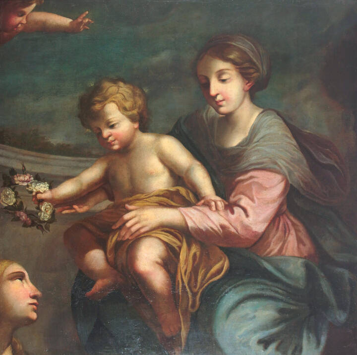 PITTORE ANONIMO DEL XVIII SECOLO - 'Madonna con Bambino e san Giovannino'