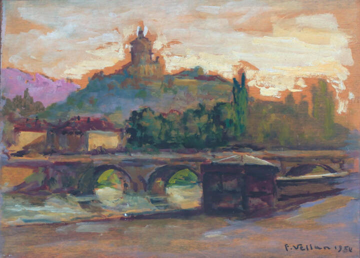 FELICE VELLAN - Torino - Il Monte dei Cappuccini' 1954