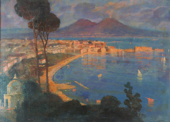 FRANCESCO GALANTE - 'Veduta del golfo di Napoli col Vesuvio'