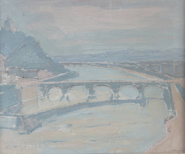 FRANCESCO MENZIO - 'Torino - Il ponte della Gran Madre (ponte Vittorio Emanuele I) e il Monte dei Cappuccini'