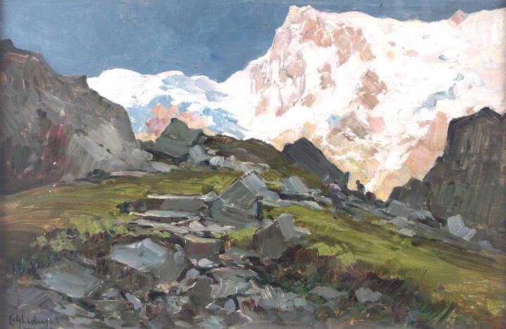 CESARE GHEDUZZI - 'Primo sole sulla parete ossolana del Monte Rosa, preso dall'alta Valle Anzasca a monte di Macugnaga' 