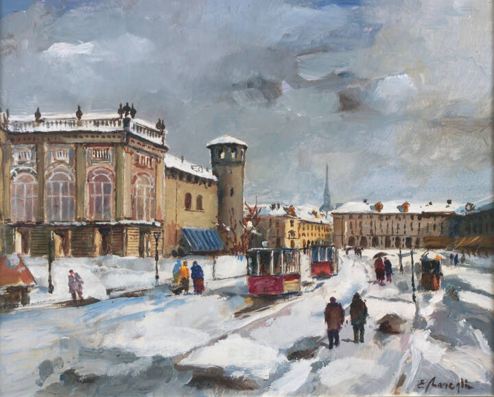 EDMONDO MANEGLIA - 'Piazza Castello sotto la neve' 