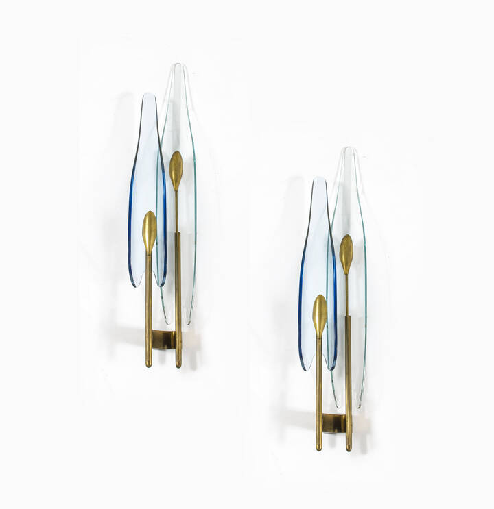 FONTANA ARTE - Coppia di lampade a muro mod. Dahlia 