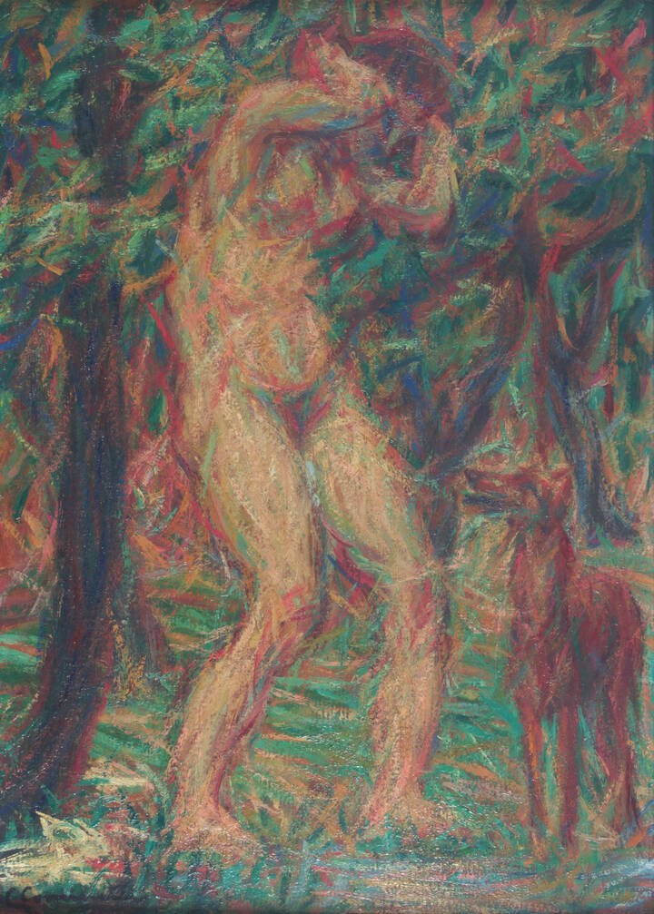 GIUSEPPE COMINETTI - 'Nudo di donna con cane' 1912