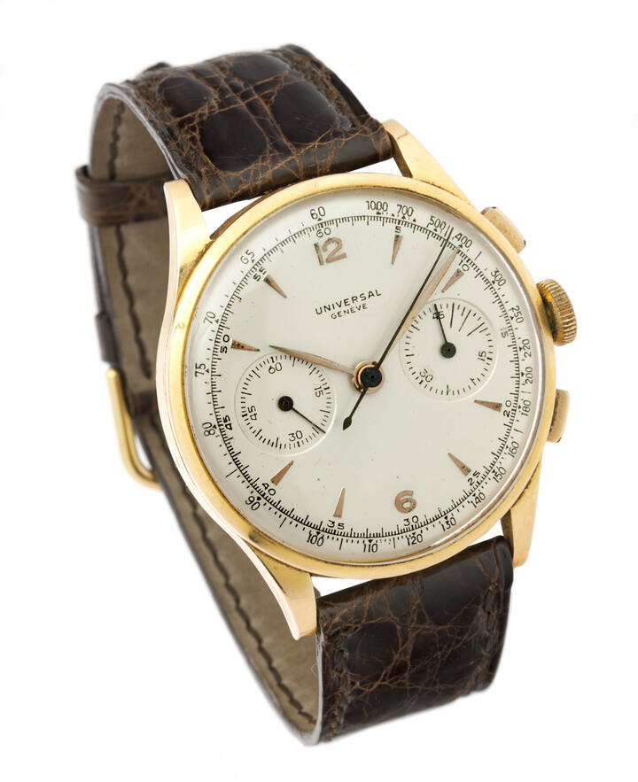 UNIVERSAL GENEVE - Cronografo a due contatori, anni '50