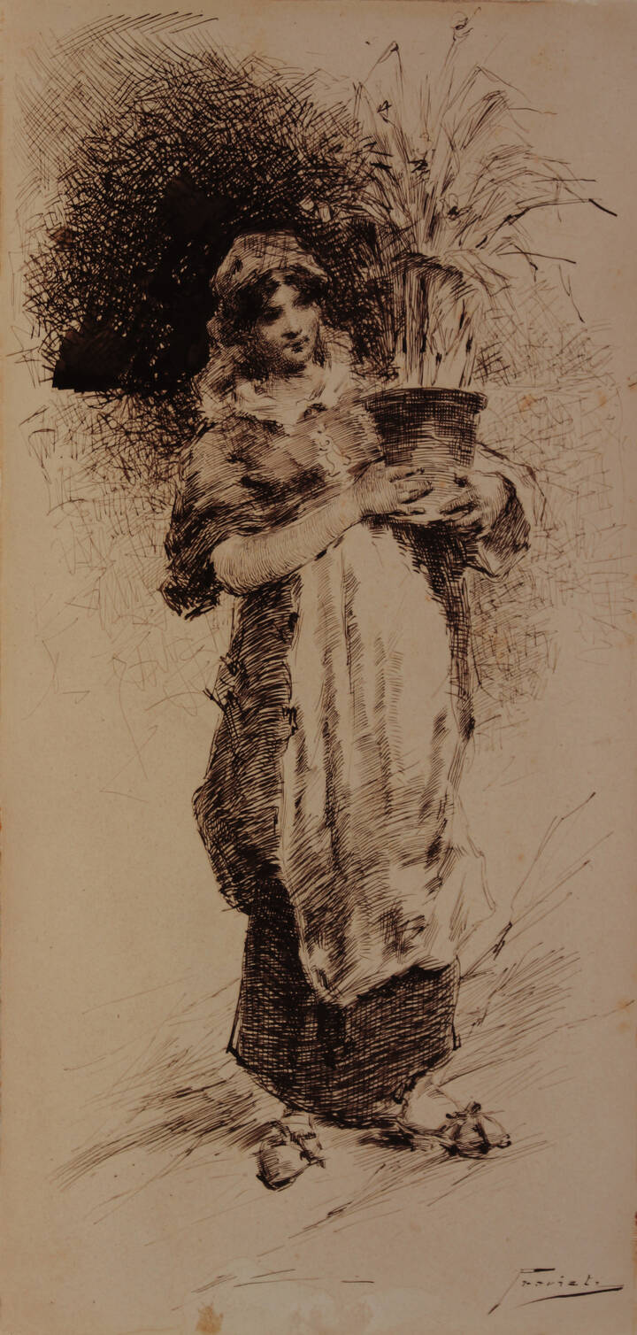 GAETANO PREVIATI - 'Fanciulla con vaso'