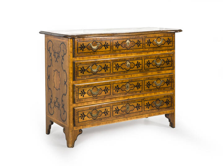 CASSETTONE PIEMONTESE - Cassettone piemontese epoca Luigi XIV- XV in noce