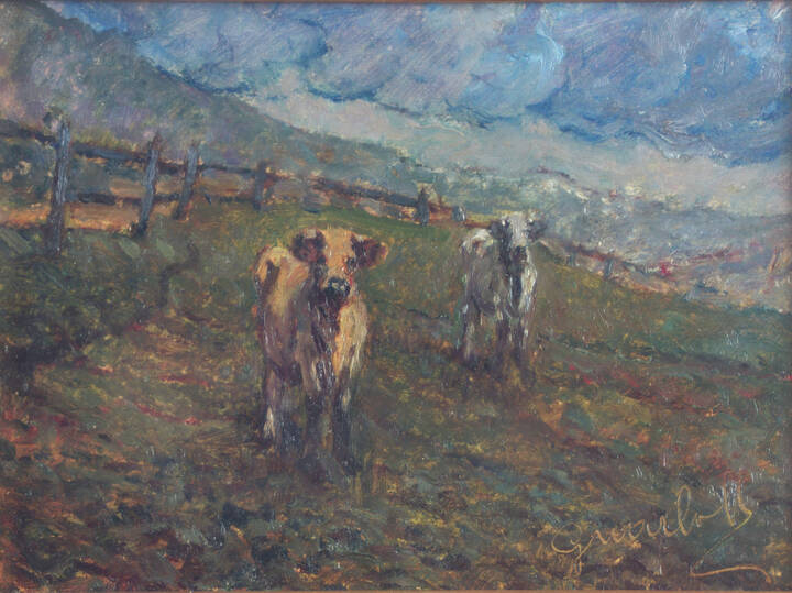 GIOVANNI GUARLOTTI - 'Mucche al pascolo'<br>