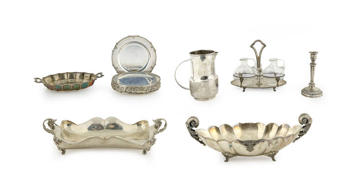 LOTTO DI 18 OGGETTI IN ARGENTO - <br>
