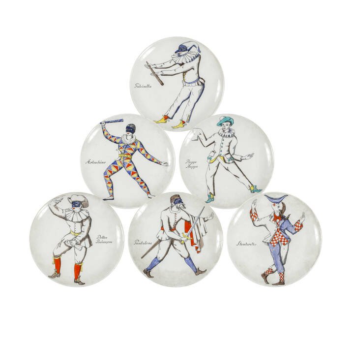 PIERO FORNASETTI - Sei piatti serie Le Maschere