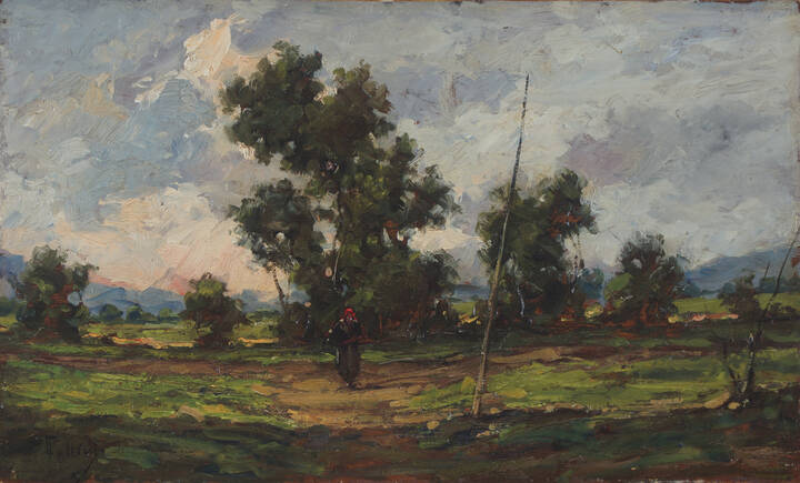 CARLO FOLLINI - 'Campagna con figura'