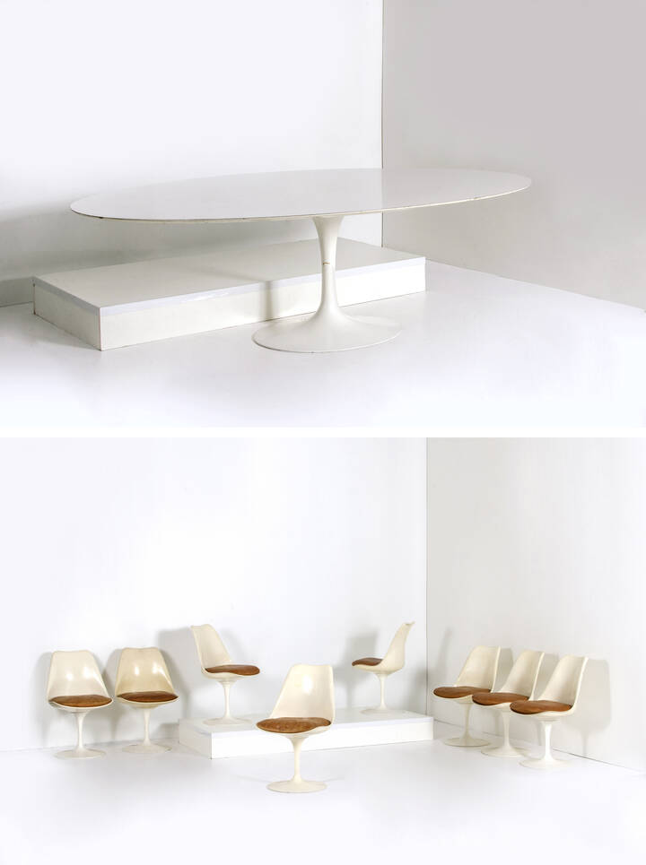 EERO SAARINEN - Tavolo e otto sedie mod Tulip