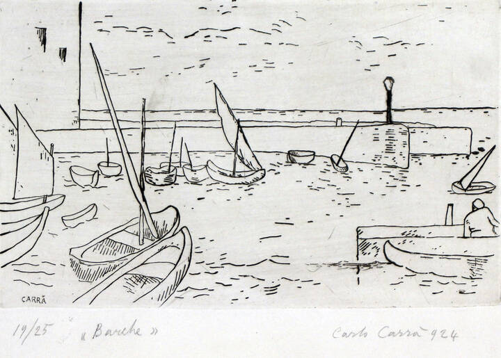 CARLO CARRA' - 'Barche' 1924