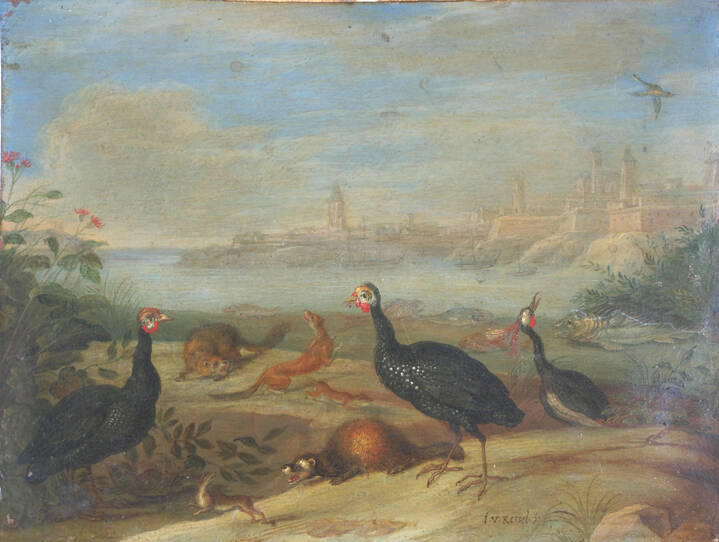 JAN VAN I KESSEL - 'Animali nel paesaggio con città sullo sfondo'