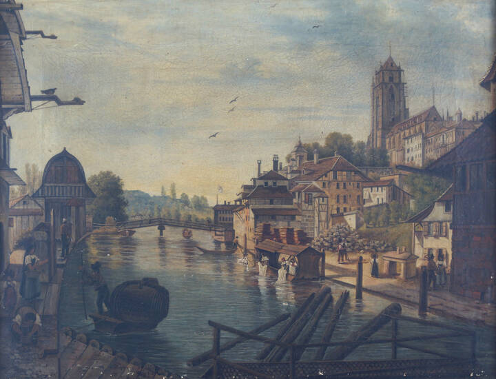 PITTORE ANONIMO DEL XIX SECOLO - 'Città nordica'