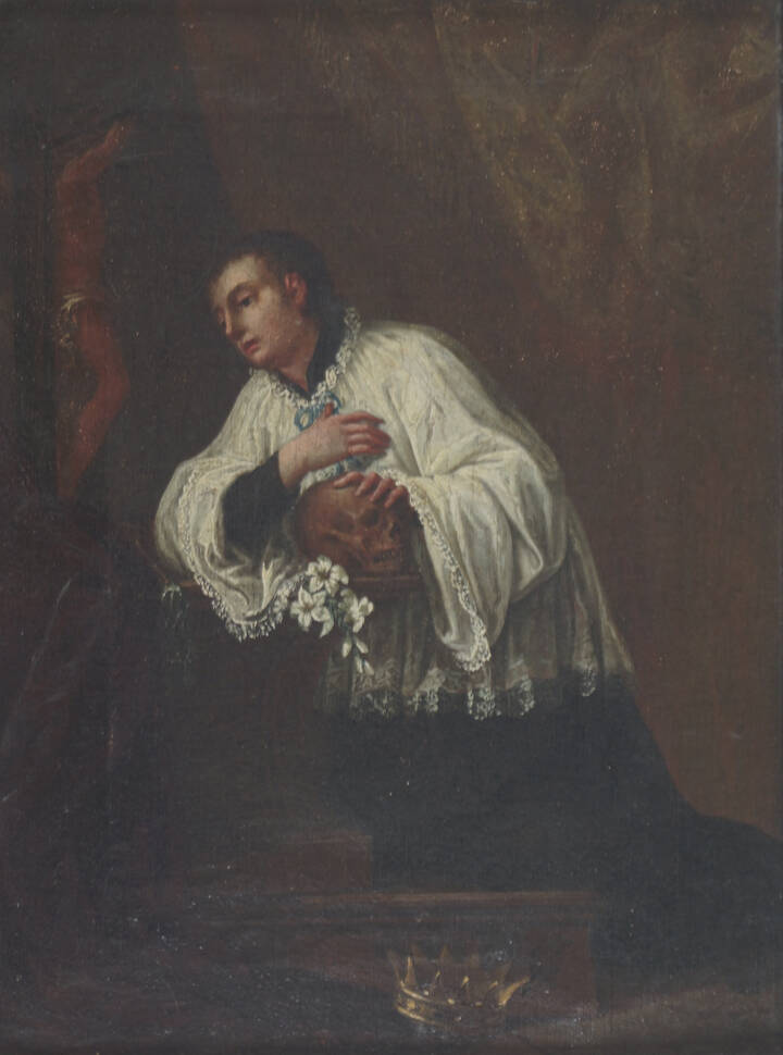 PITTORE ANONIMO - 'San Luigi Gonzaga adora il Crocifisso'