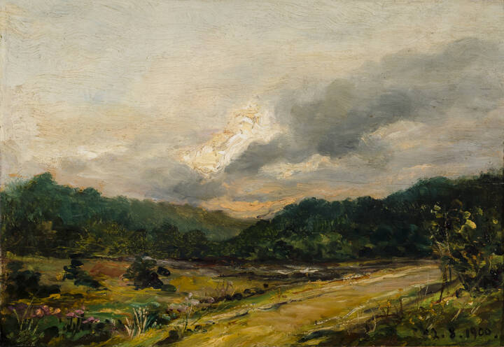 LORENZO DELLEANI - 'Verso sera d'Agosto (lungo la strada)' 2/8/1900