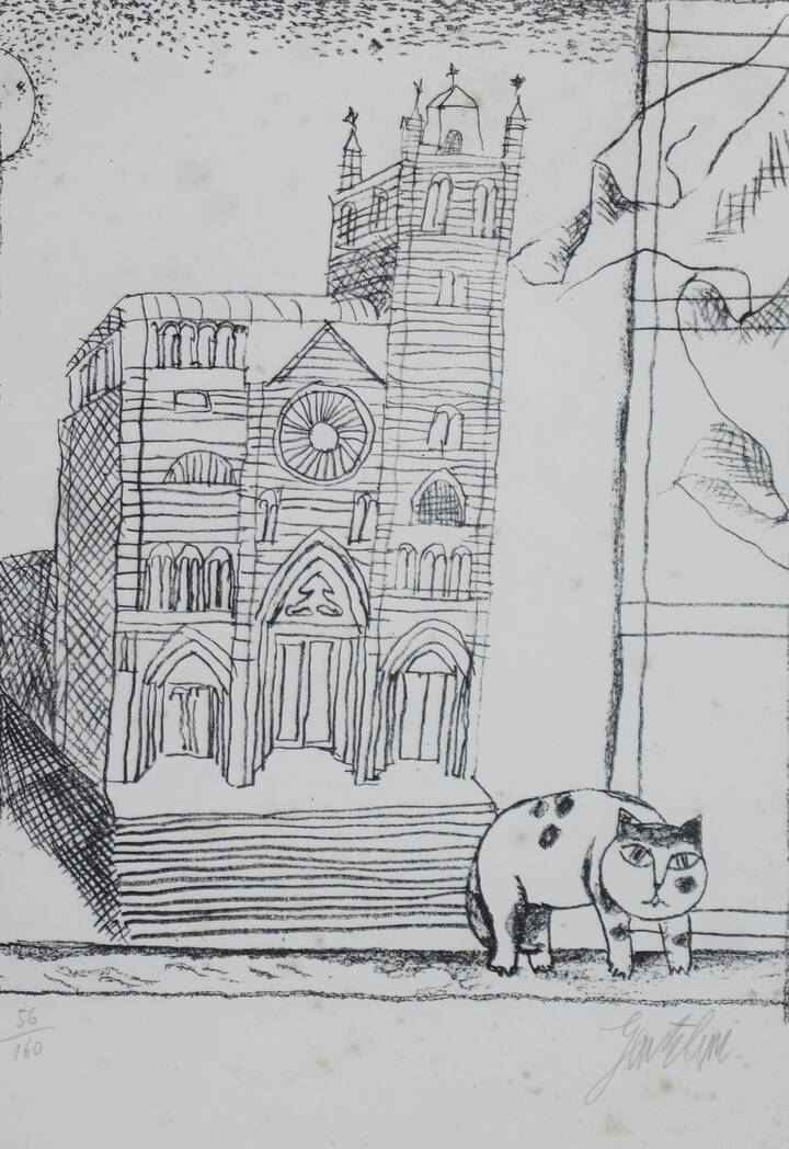 FRANCO GENTILINI - 'Cattedrale con gatto'