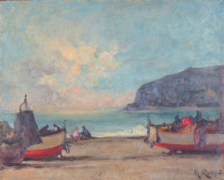 MARIO GACHET - 'Marina con barche' 