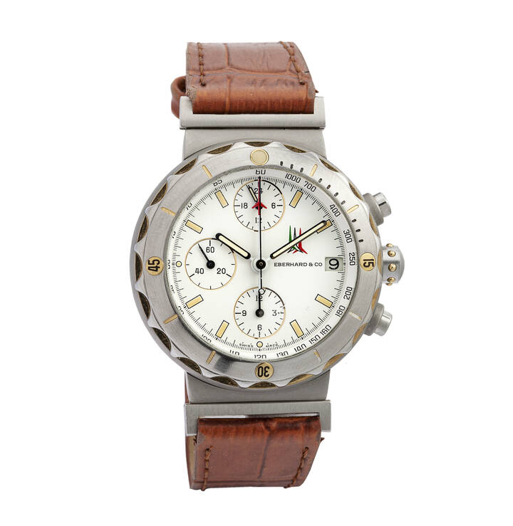 EBERHARD - Cronografo a tre contatori, mod. 'Chronomaster', ref. 32020, anni '90