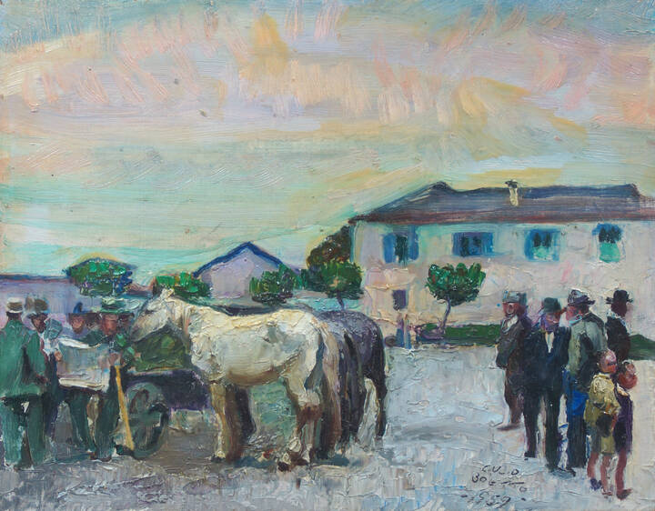 GIULIO BOETTO - 'Mercato dei cavalli' 1959