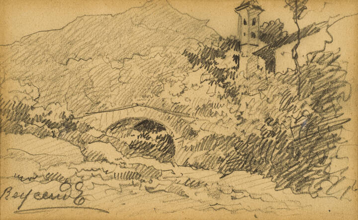 ENRICO REYCEND - 'Paesaggio con ponte'