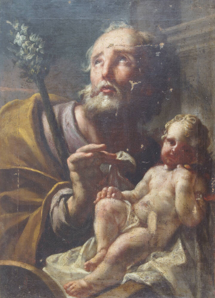 PITTORE ANONIMO DEL XVII SECOLO  - 'San Giuseppe col Bambino'