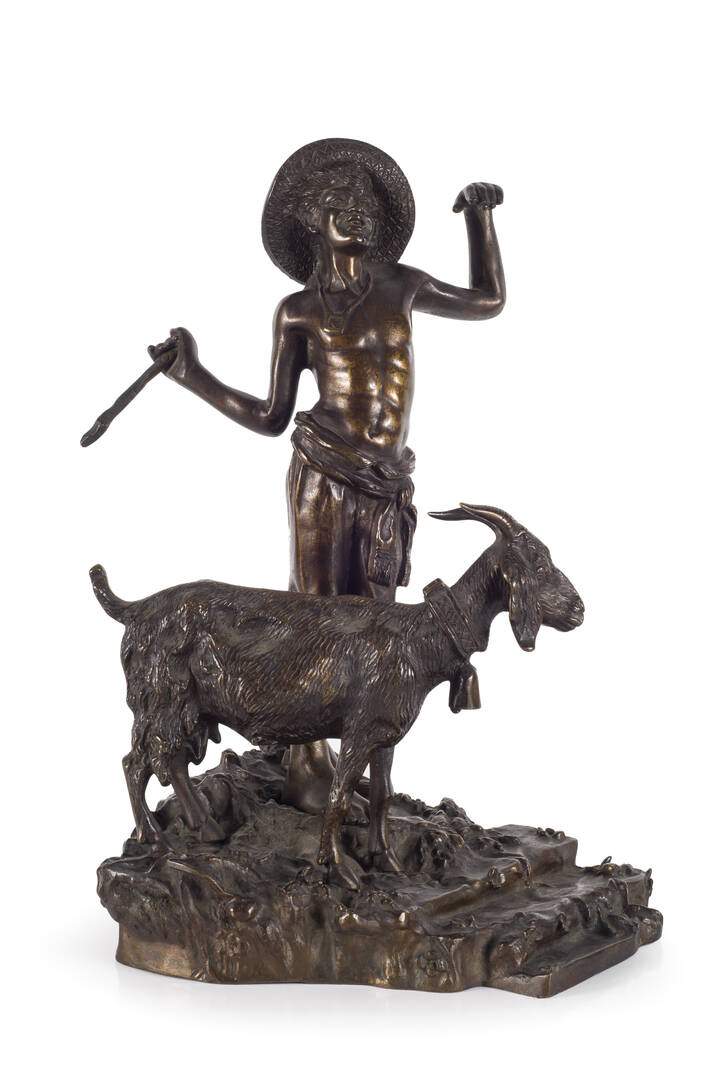 SCULTORE ANONIMO FINE XIX SECOLO - 'Capretta con bambino'