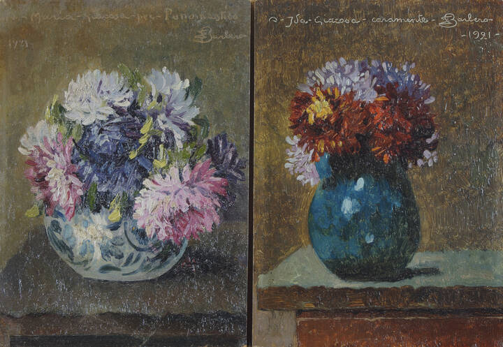ERNESTO BARBERO - 'Coppia di vasi di fiori' 1921