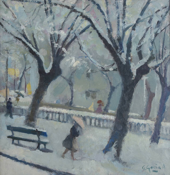 PITTORE NON IDENTIFICATO - 'Torino - Il Valentino sotto la neve' 1962