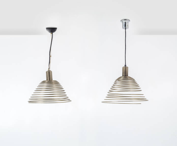 ANGELO MANGIAROTTI - Coppia di lampadari mod. Spirali