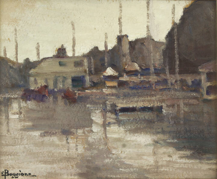 ENRICO BOGGIONE - 'Il laghetto di Battersea Park - Londra' 1970