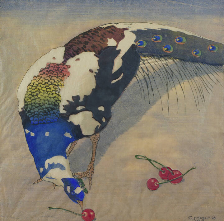 CARLO MOSER - 'Pavone con ciliegie' 1928
