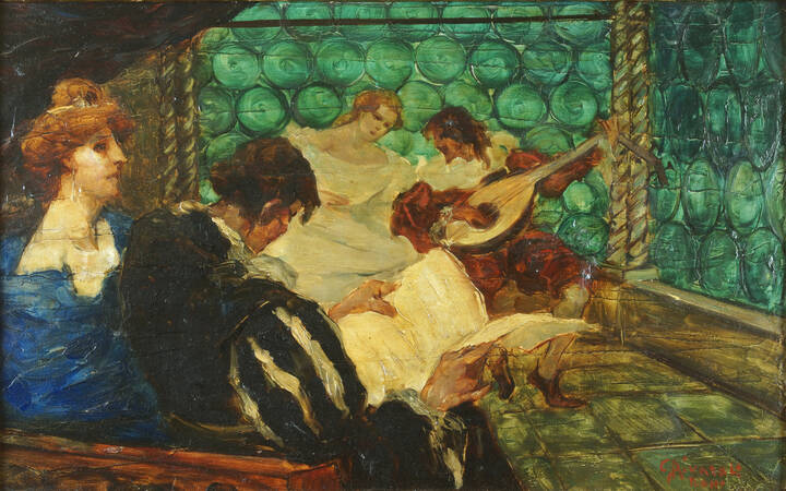 GIUSEPPE RIVAROLI - 'Scena d'interno con personaggi in costume'