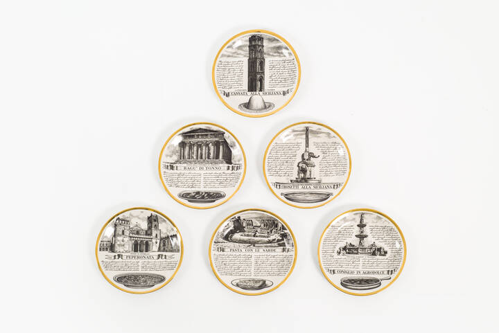 PIERO FORNASETTI - Sei piatti della serie Specialita Siciliane