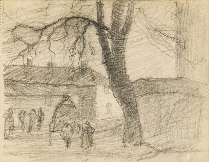 CAMILLO RHO - 'Grande albero con case e figurine'