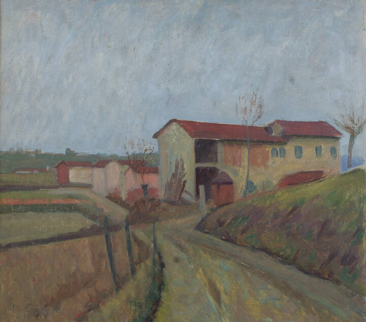 PITTORE NON IDENTIFICATO - 'Paesaggio con cascinali'