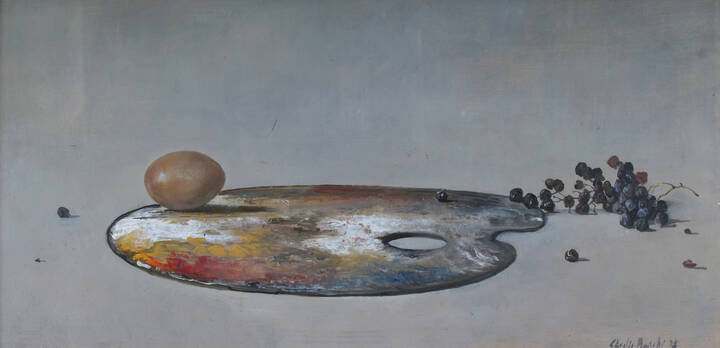 CLAUDIO BONICHI - 'Tavolozza con uovo e colori' 1993