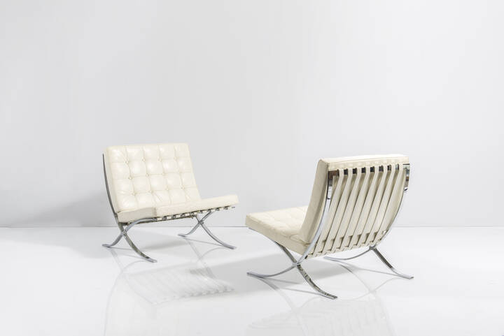 LUDWIG MIES VAN DER ROHE - Coppia di poltrone mod. MR Barcelona 