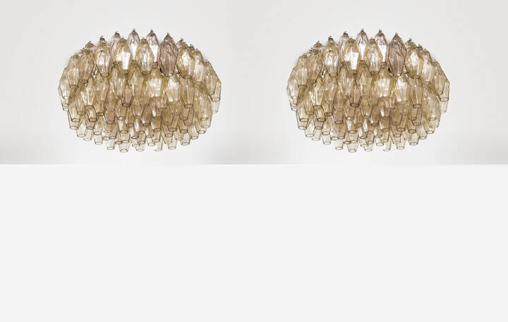 VENINI - Coppia di lampadari mod. Poliedri