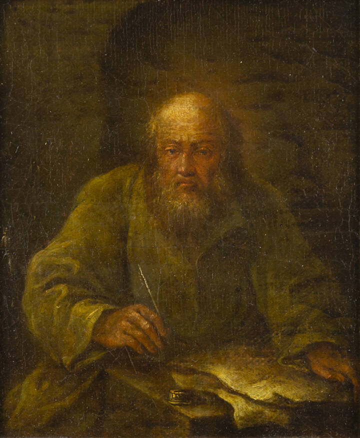 PITTORE ANONIMO - 'Ritratto di uomo intento nella scrittura'