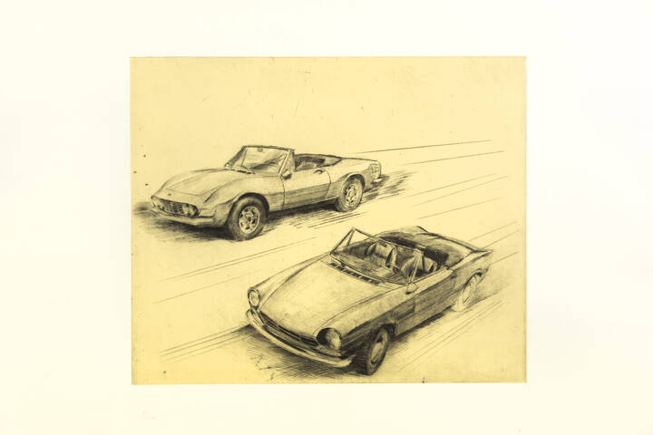 MARIO CALANDRI - 'Senza titolo (due automobili)' 1967