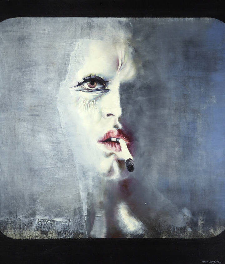 GIACOMO PORZANO - 'Schermo. Figura con sigaretta' 1970