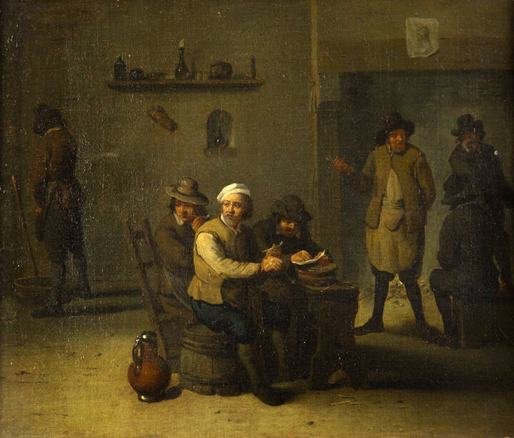 PITTORE DI SCUOLA FIAMMINGA - 'Personaggi in osteria'