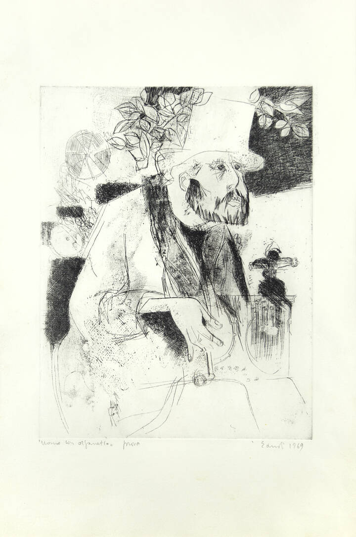 FERNANDO EANDI - 'Uomo con organetto' 1969
