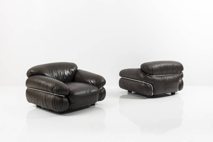 GIANFRANCO FRATTINI - Coppia di poltrone mod. Sesann 