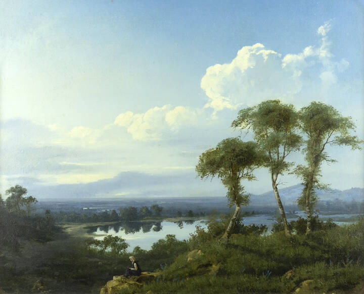 GIUSEPPE CAMINO - 'Lago di Candia con pastorella'