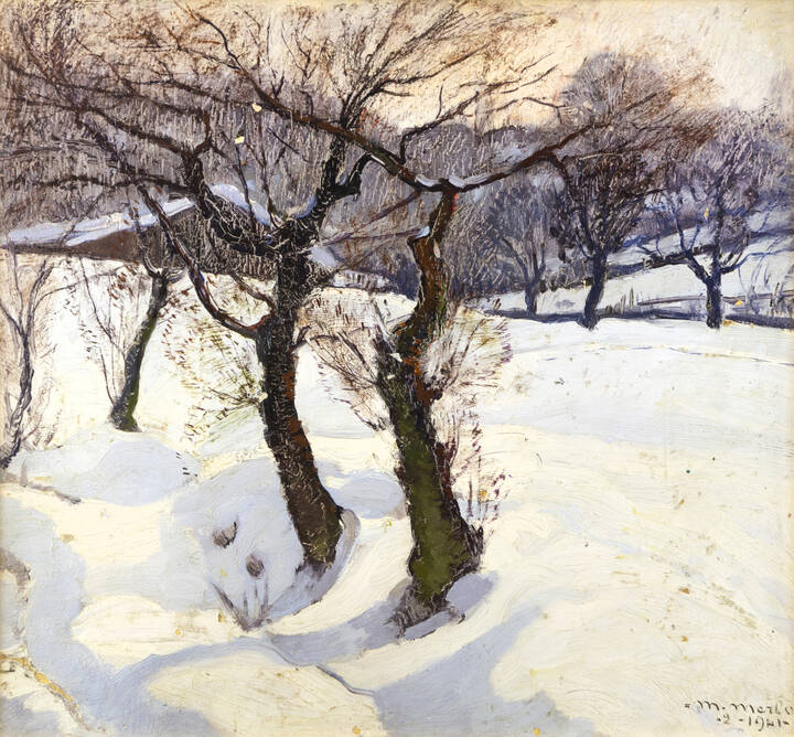 METELLO MERLO - 'Alberi tra la neve (Val Piana)' febbraio 1941