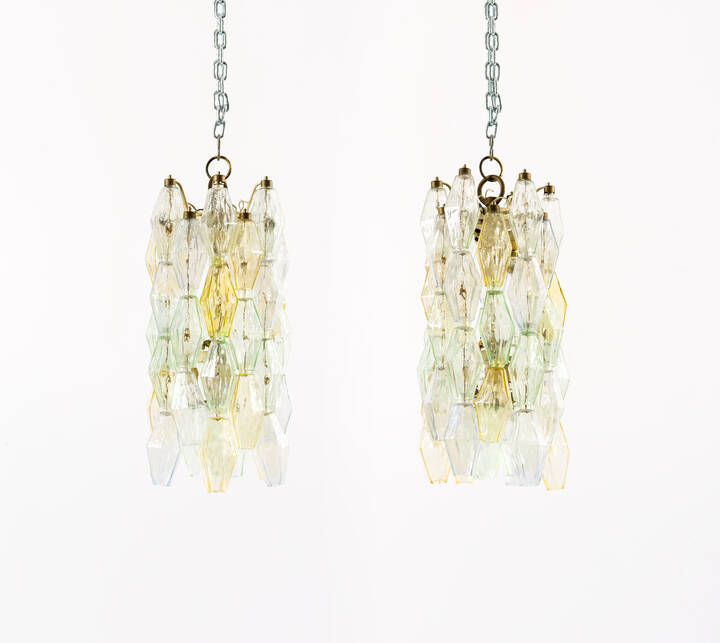 VENINI - Coppia di lampadari della serie Poliedri