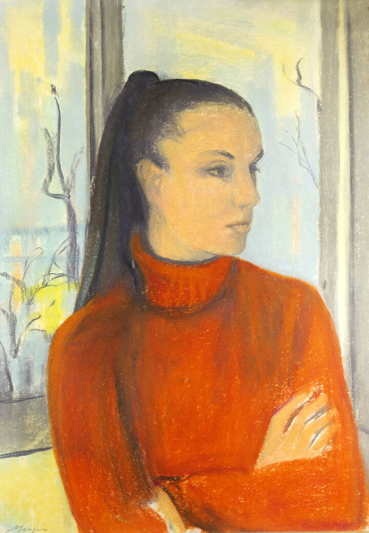 FRANCESCO MENZIO - 'Figura di ragazza con vestito rosso'